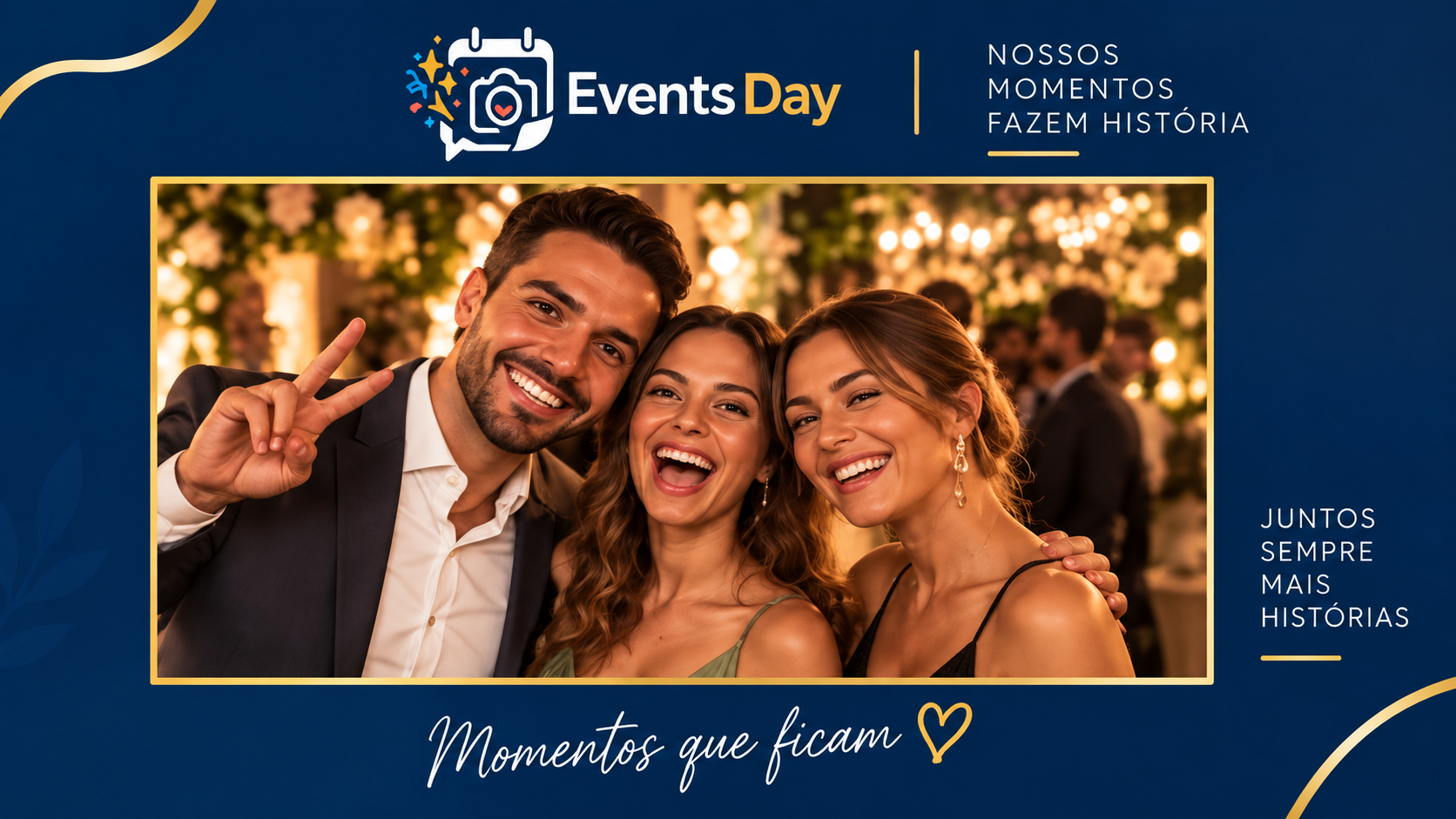 Prévia do telão EventsDay exibindo fotos ao vivo em um evento